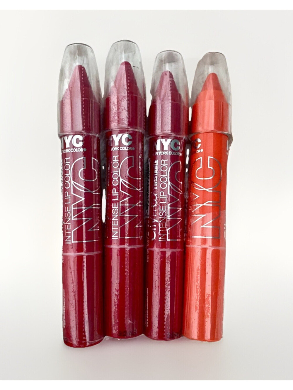 4-Pack New NYC City Proof Twistable Intense Lip Color Crayon 051 Coral 041 Blush
